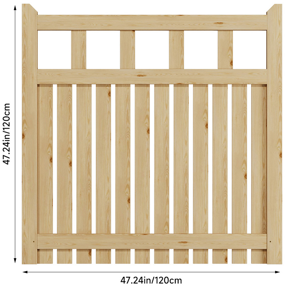 Outdoor Minimalist Nature Wooden Straight-Corner Garden Fence Door, 120 x 120 x 2.5cm Image 8