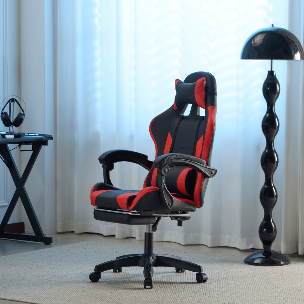 Home Source Neuro Red Ergonomic Gaming Chair with Adjustable Footrest and Headrest Image 8