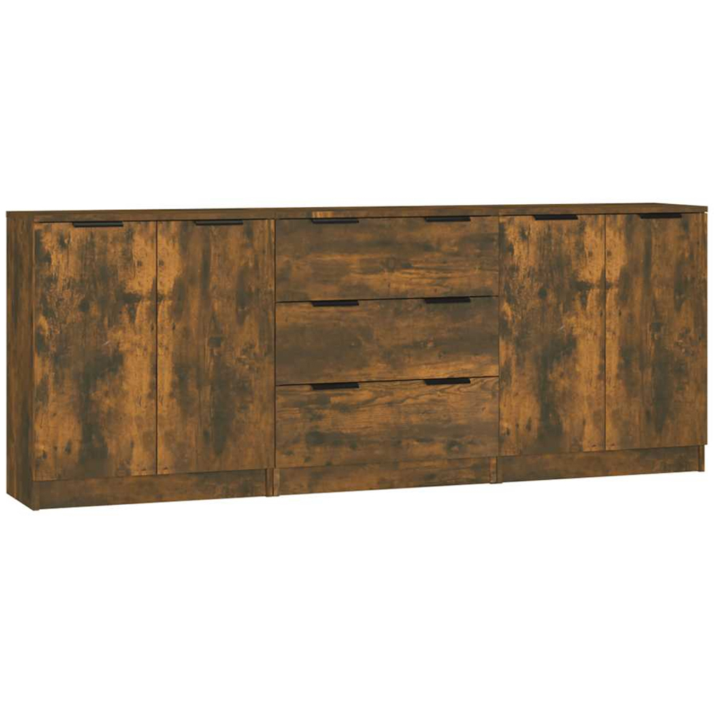 vidaXL 4 Door 3 Drawer Smoked Oak Wide Sideboard Image 2