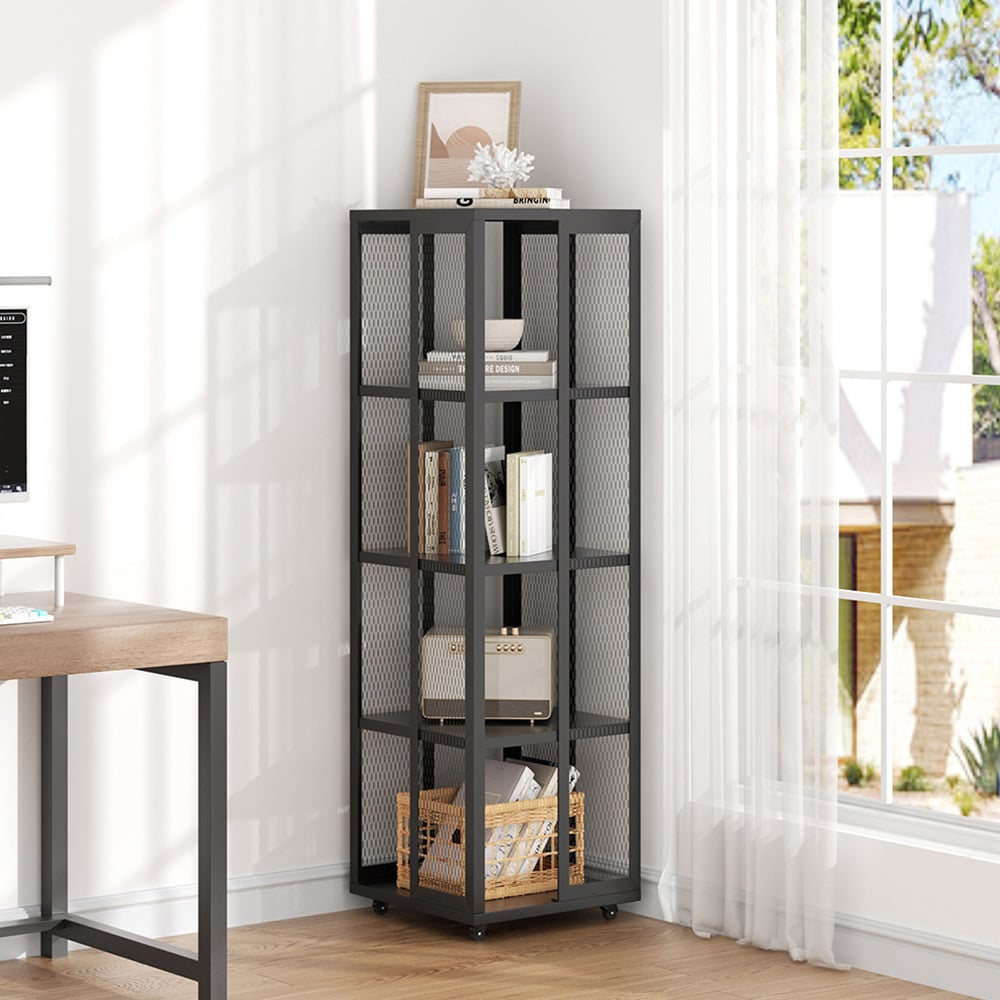 H&O Direct 4 Shelf Metal Storage Rack with Braked Wheels Image 5