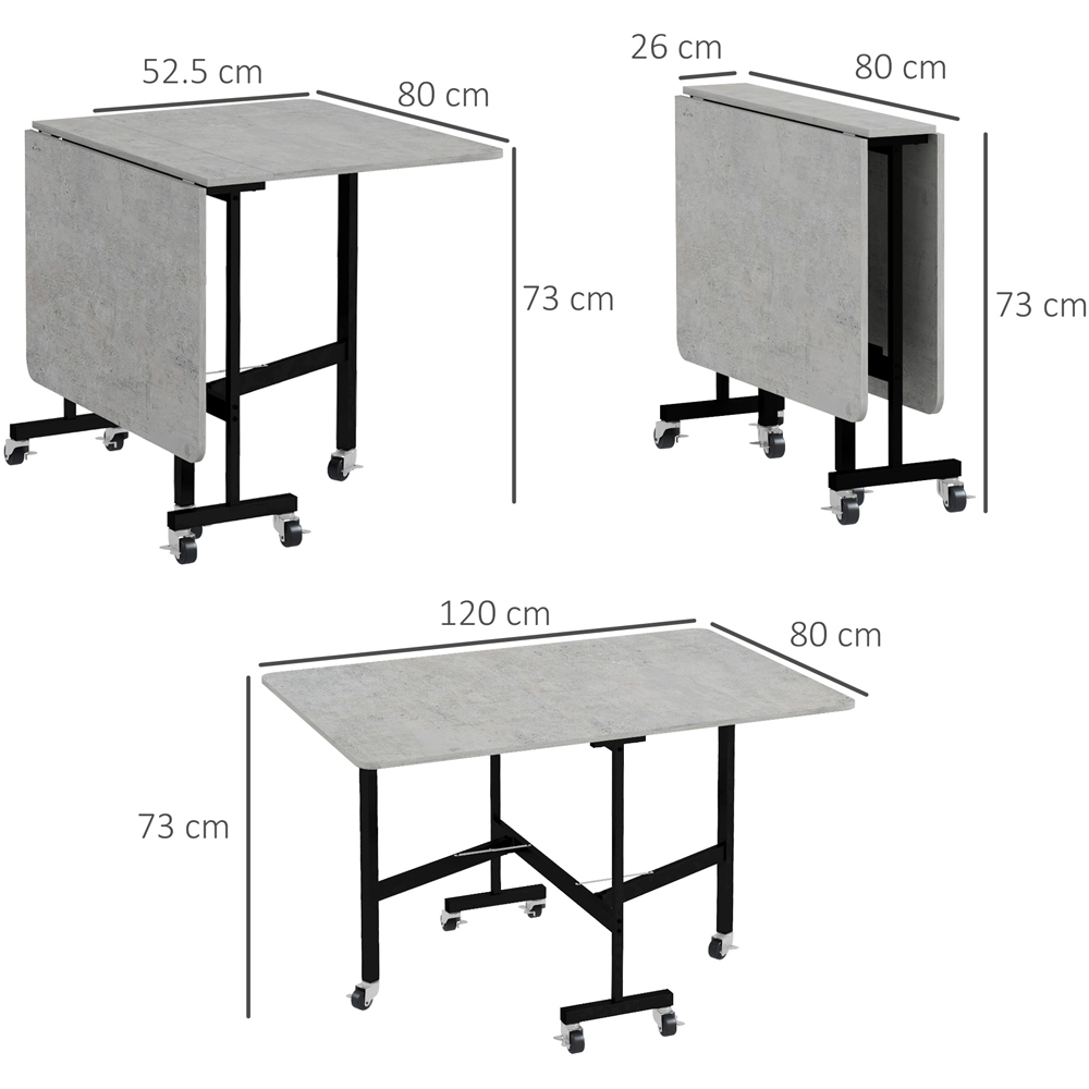 Portland 4 Seater Duo Drop Leaf Folding Dining Set Grey Image 7