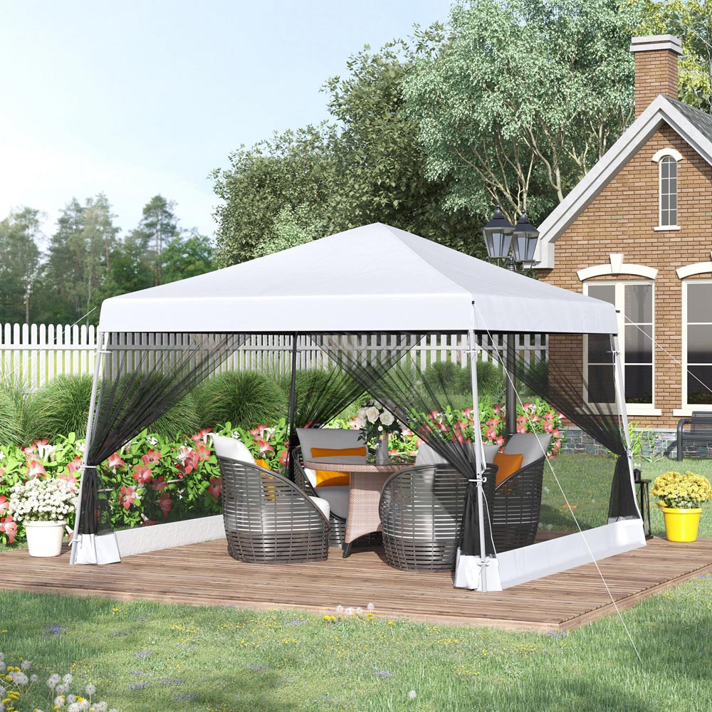 Outsunny 3.6 x 3.6m White Steel Frame Pop Up Gazebo Image 1