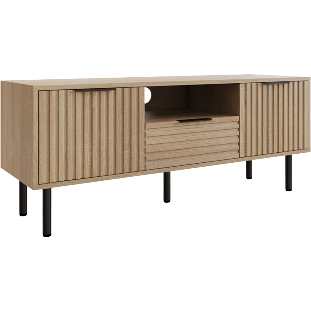 GFW Nervata Single Drawer 2 Door Oak TV Unit Image 2