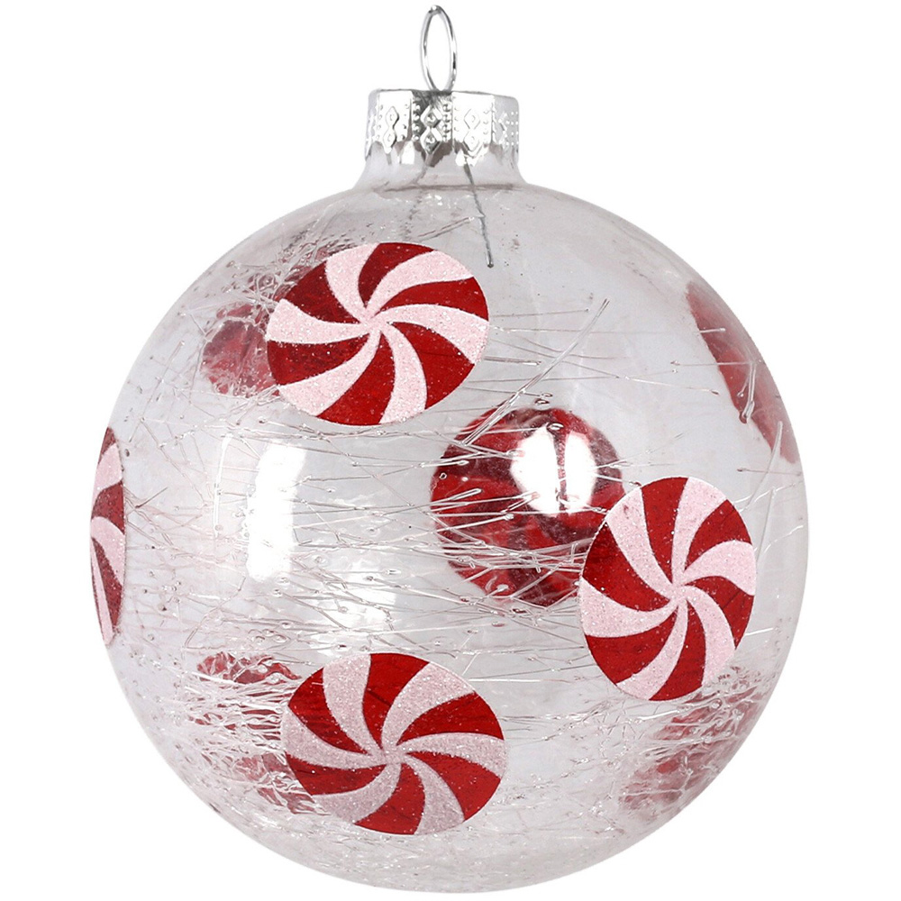 Candy Cane Sugar Clear Spun Bauble Image