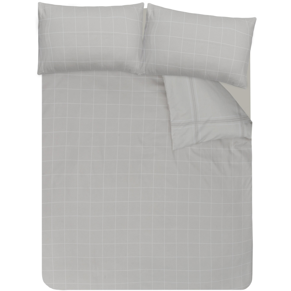 Smart Living Double Natural Linear Check Reversible Duvet Cover Set Image 5