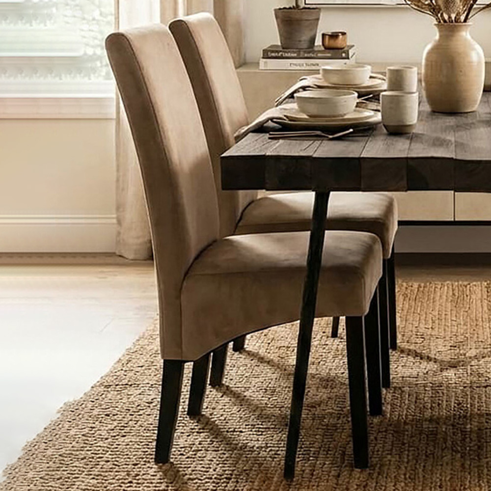 Premier Housewares Medan Mink Velvet Upholstered Dining Chair Image 1