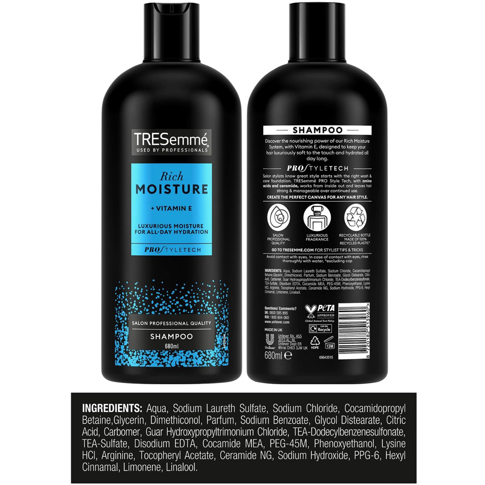 Tresemme Vitamin E All-Day Hydration Rich Moisture Shampoo 680 ml 3 Pack Image 7