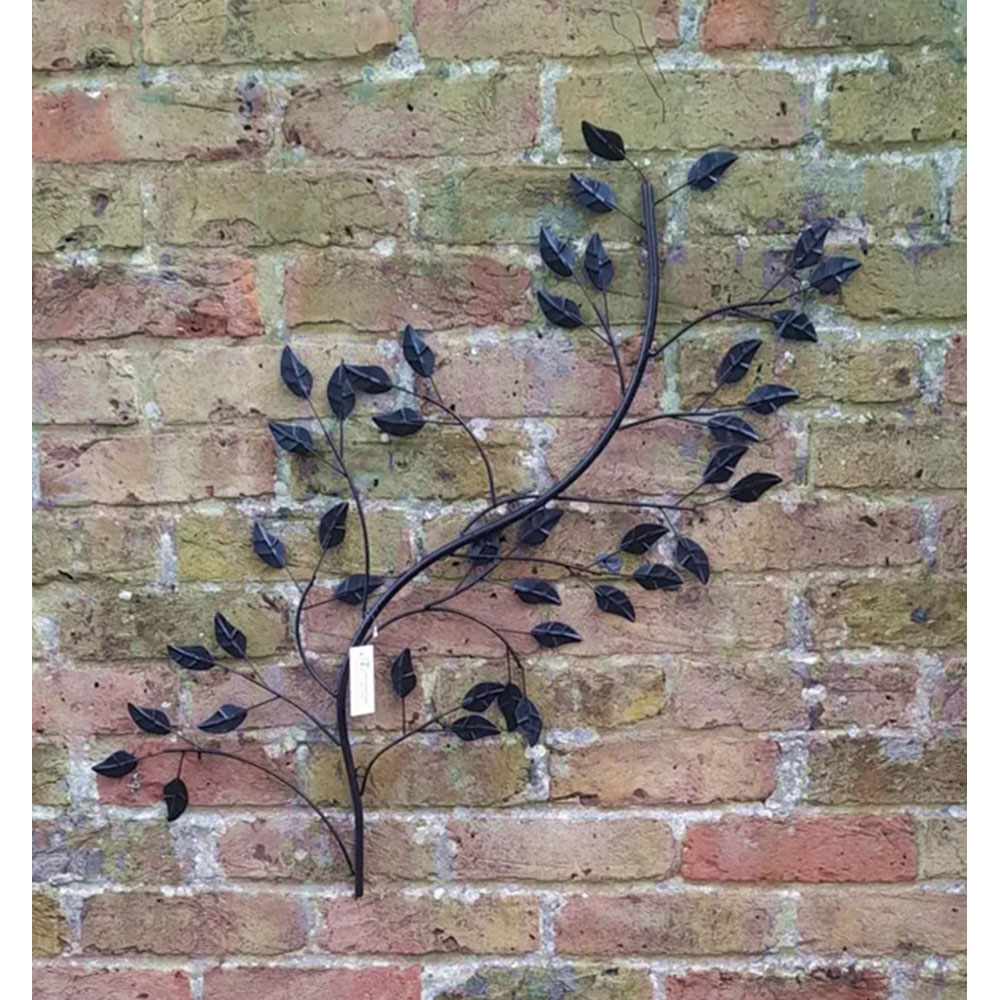 Inspirational Gifting Leaf and Branch Matt Black Metal Wall Art Image 3