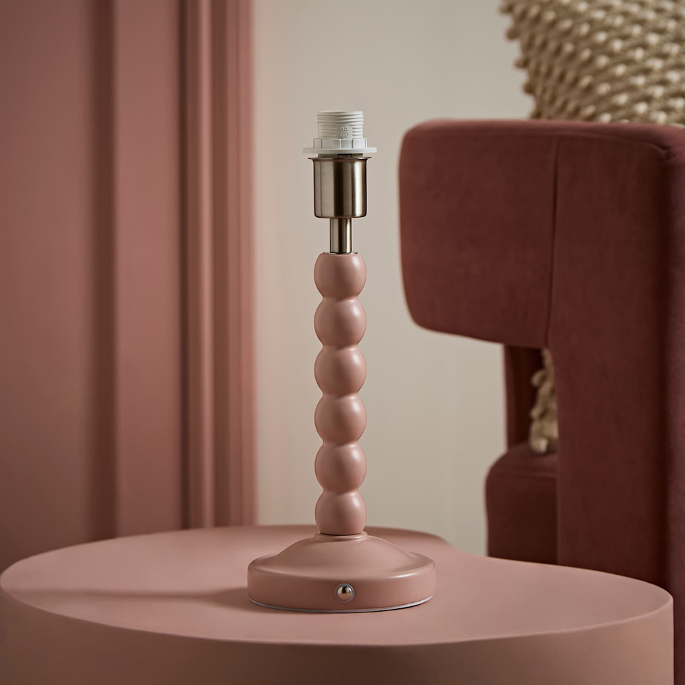 ValueLights Bobble Rose Pink Rechargeable Wooden Table Lamp Base Image 2