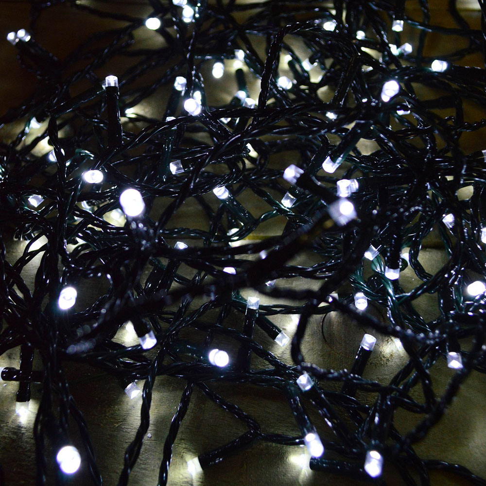 Premier SupaBrights 200 Cool White LED Multi-Function Green String Light 16m Image 8