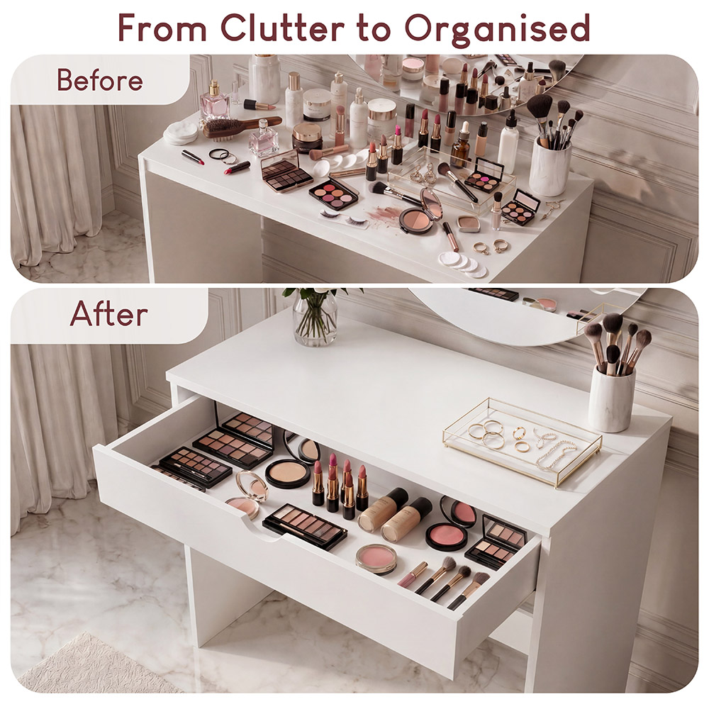 VIDA DESIGNS Single Drawer White Dressing Table Image 7