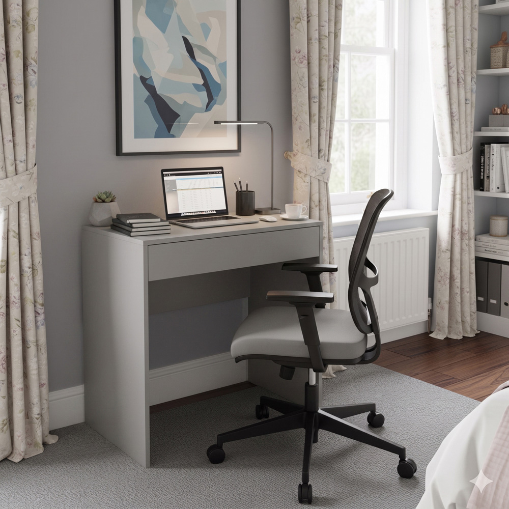 Shefa Line Focus 750 Single Drawer Wide Computer Desk Grey Image 3