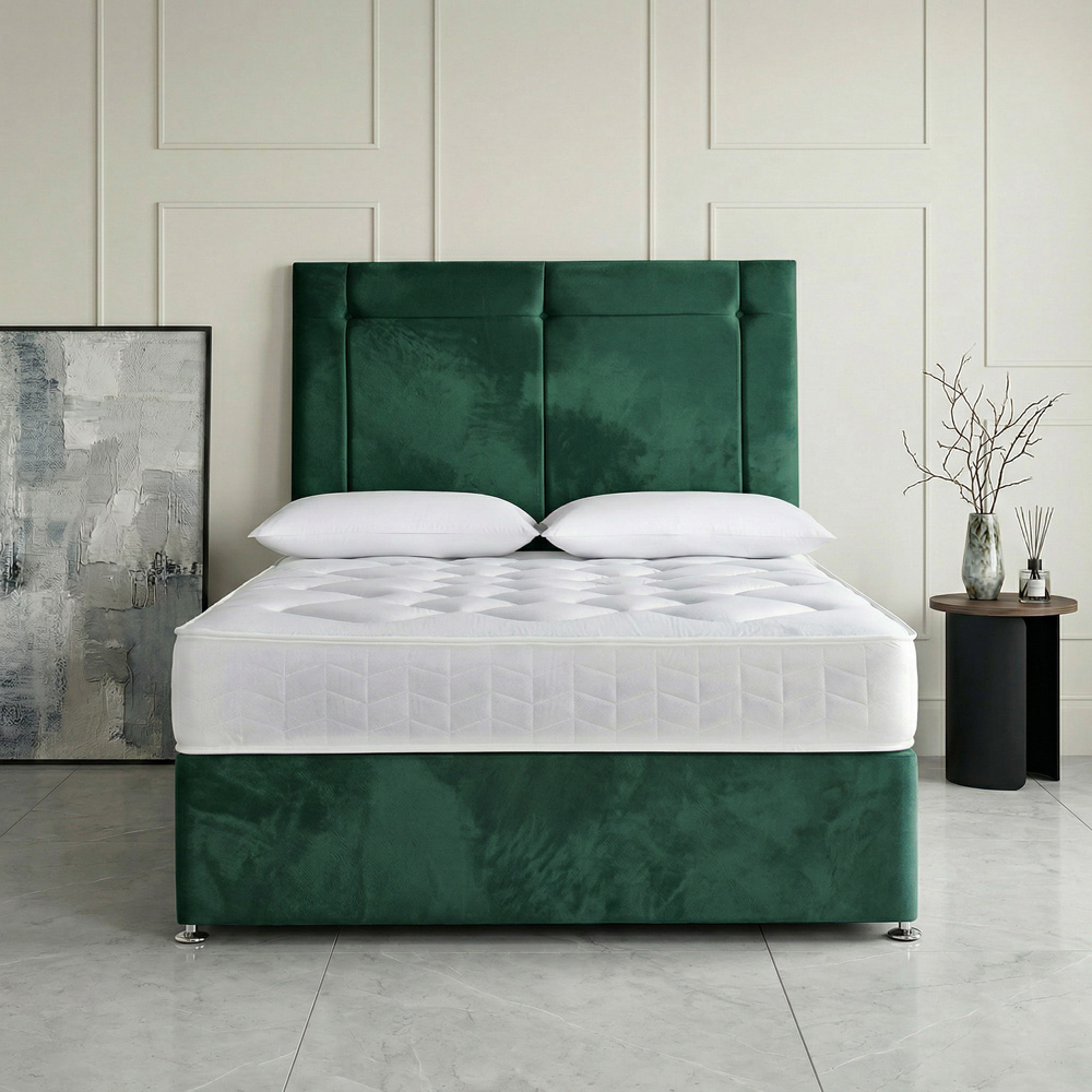 DS Living Kingsley Double Green Plush Divan Bed Image 3