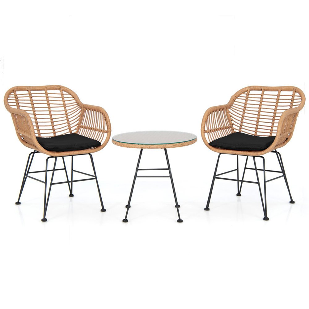 Costway 2 Seater Black Rattan Patio Set Image 2