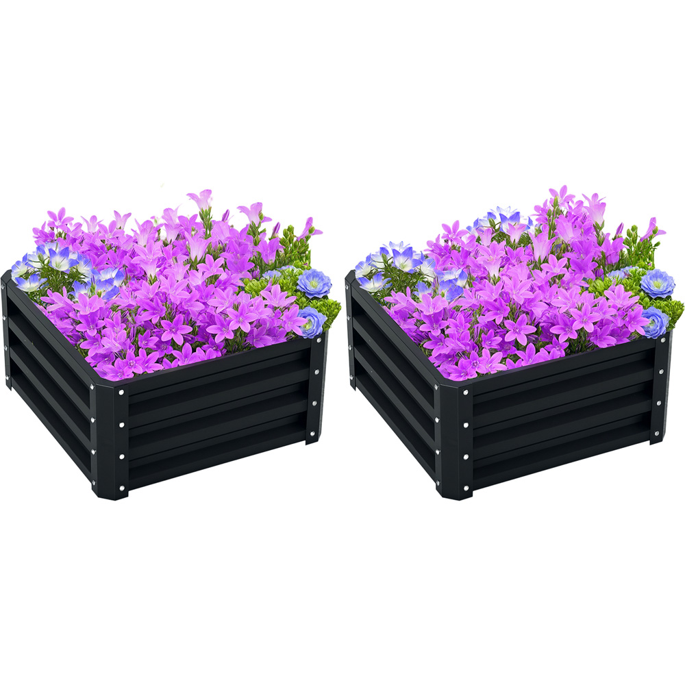 Outsunny Grey Galvanised Steel Raised Garden Bed Planter 2 Pack Image 3