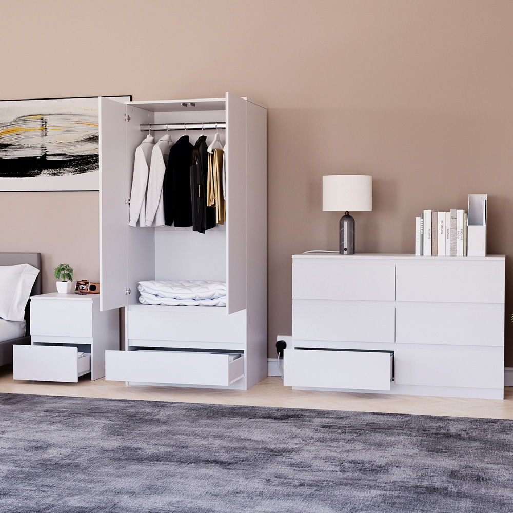 Vida Designs Denver White 3 Piece Bedroom Furniture Set Image 5