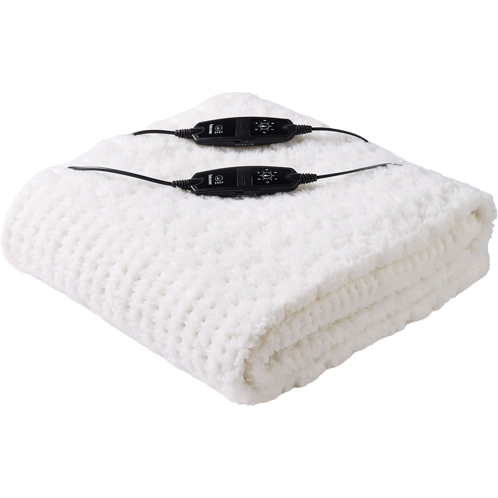 Beurer Indulgence Double White Plush Dual Control Heated Mattress Cover with Controller Image 1