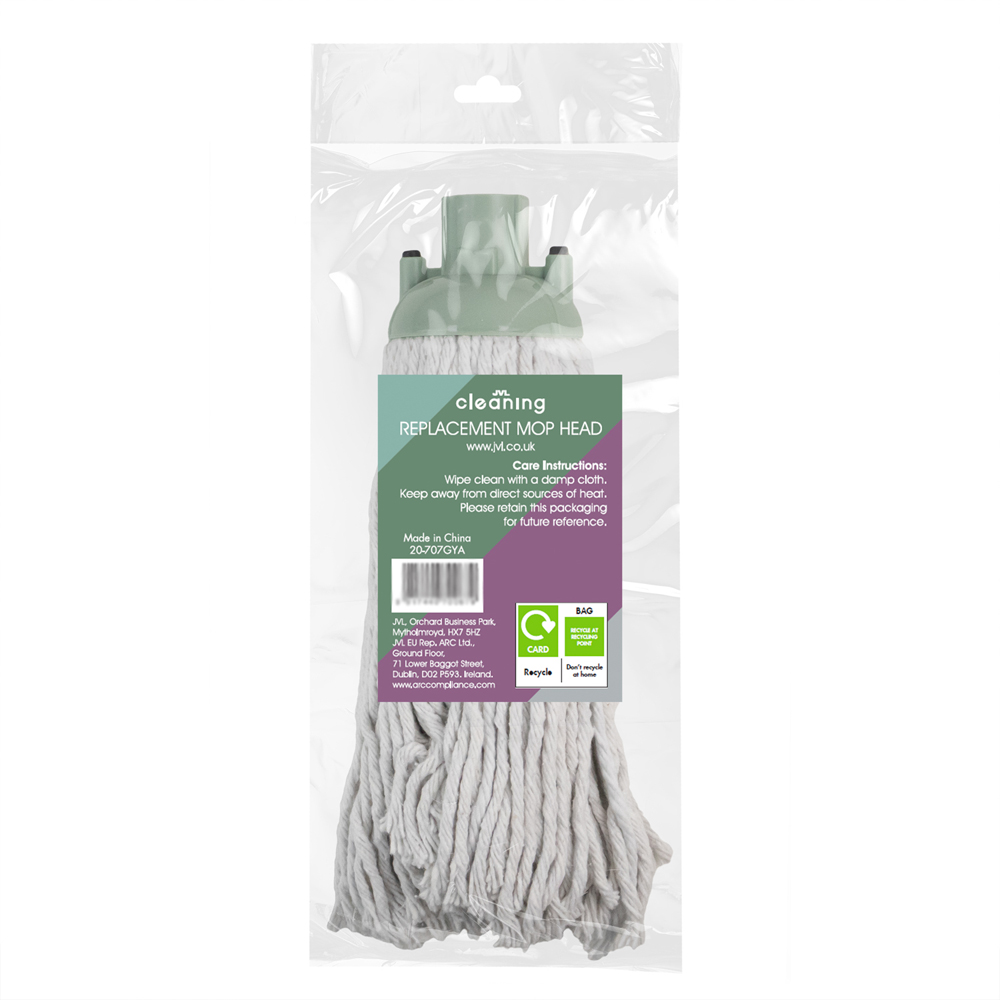 JVL Cleaning Green Replacement Cotton String Mop Head 2 Pack Image 5