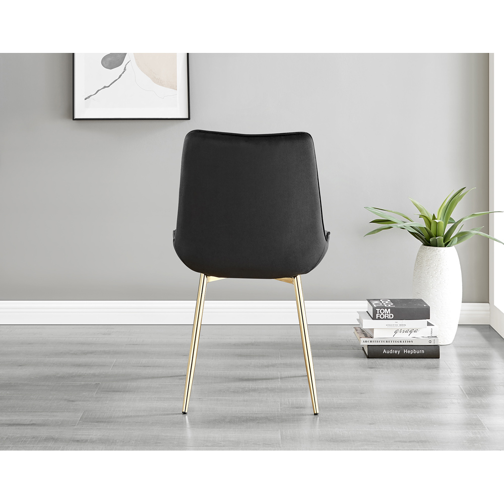 Furniturebox Cesano Set of 2 Black and Gold Velvet Dining Chair Image 5