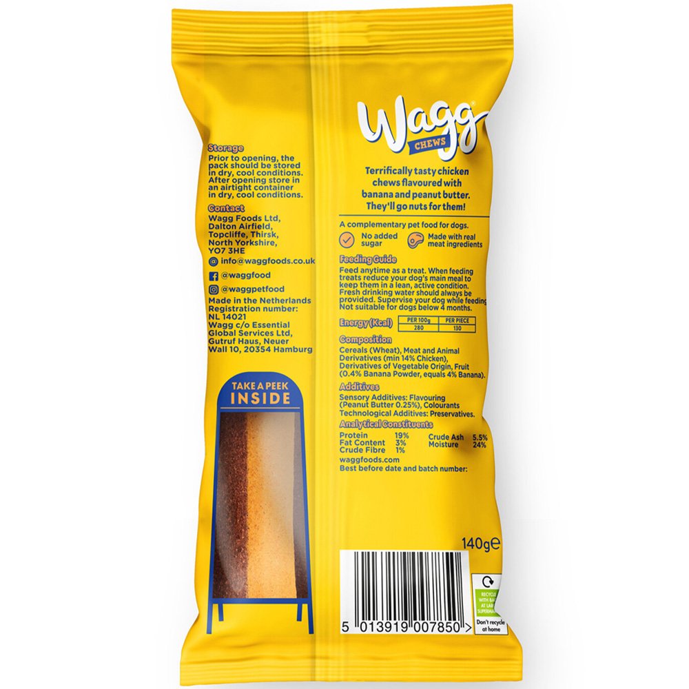 Wagg Chews Banana and Peanut Butter Bars Dog Treats Image 2