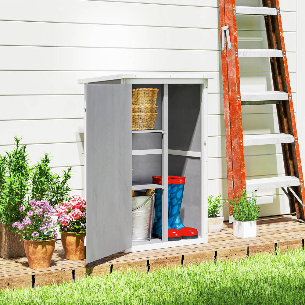 Outsunny 2.5 x 1.8ft Grey Wooden Garden Shed Image 4