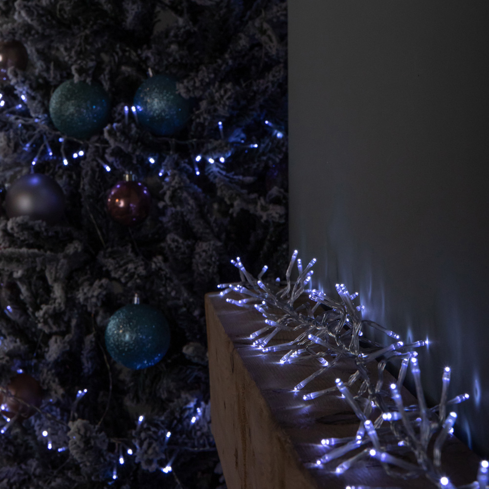 Samuel Alexander 720 White LED Clear Cable Christmas Cluster Light 9.3m Image 1