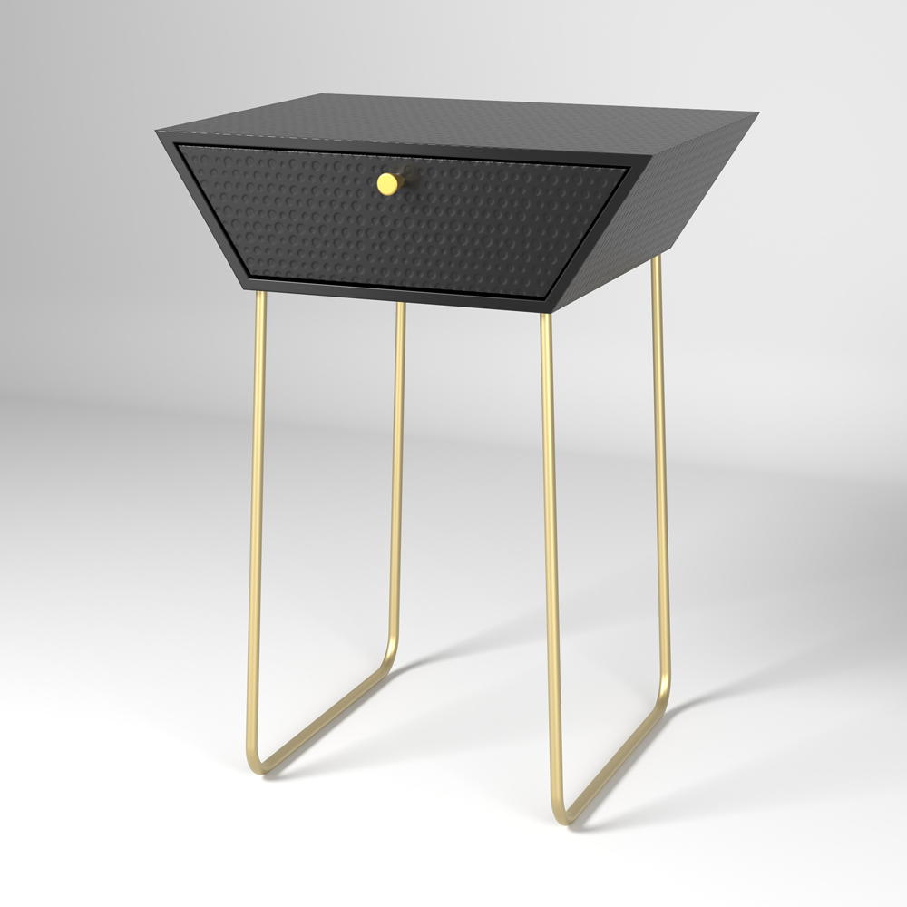Core Products Apollo Single Drawer Black and Gold Metal Bedside Cabinet Image 5