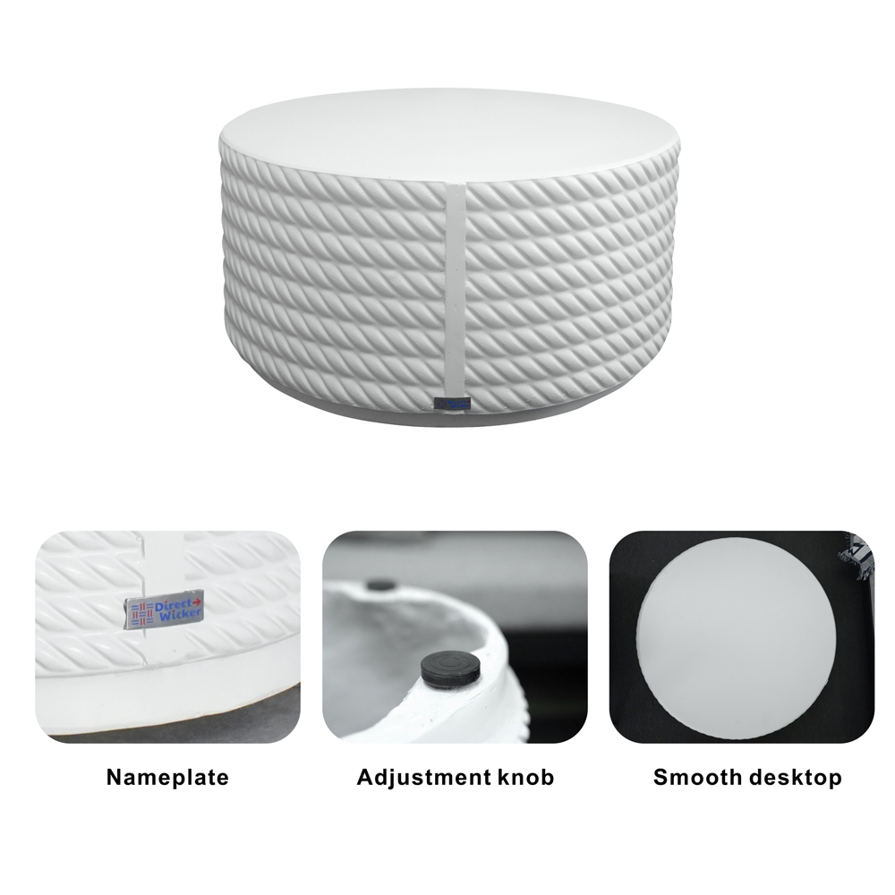 Direct Wicker White Textured Round Coffee Table Image 5