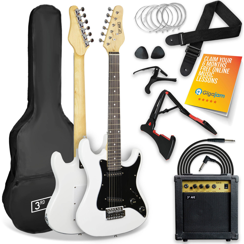 3rd Avenue White Three Quarter Size Electric Guitar Set Image 1