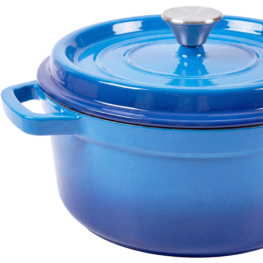 Living and Home Gradient Blue Enamelled Cast Iron Dutch Oven Pot 5L Image 4