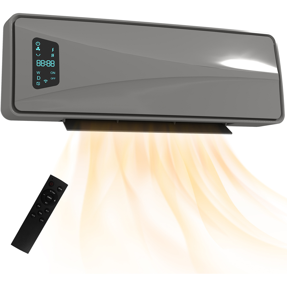 HOMCOM Grey Ceramic Electric Heater with Fan 2000W Image 3