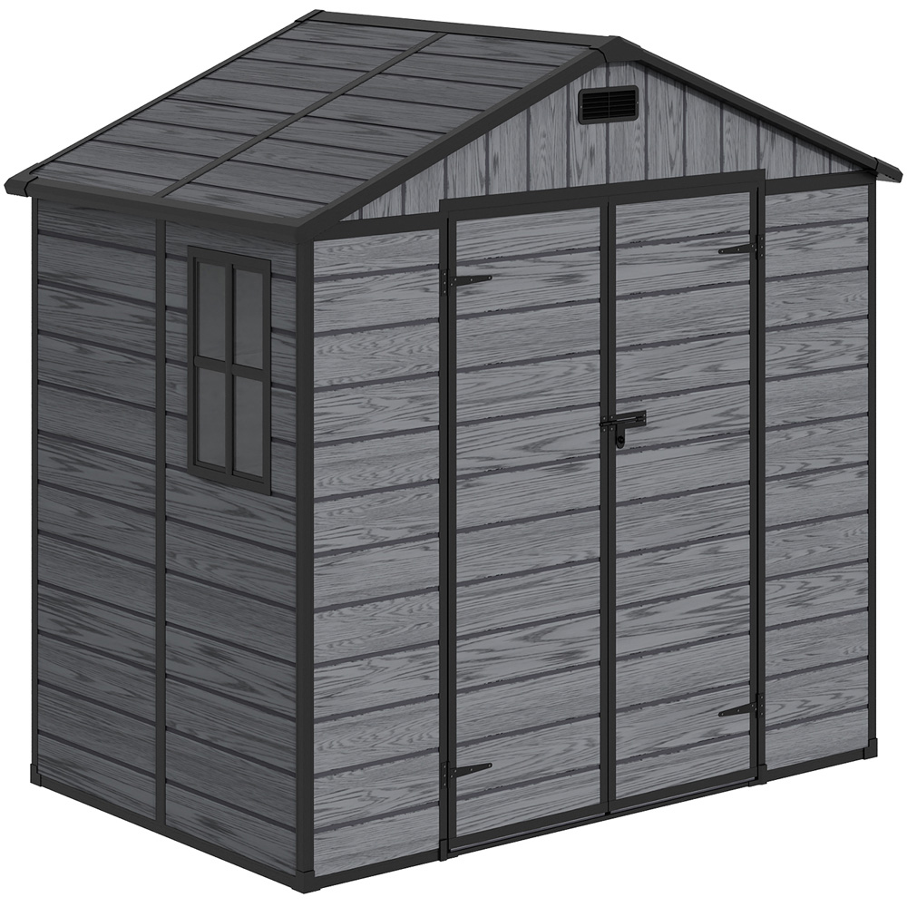 Living and Home 8 x 4ft Grey Garden Apex Roof Tool Shed Image 1