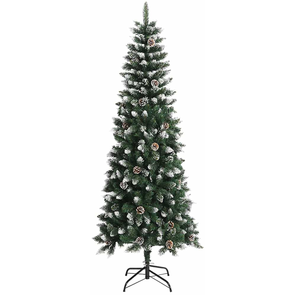 vidaXL Pre-Lit Lilac Baubles Green Artificial Snow Tipped Christmas Tree 8ft Image 5