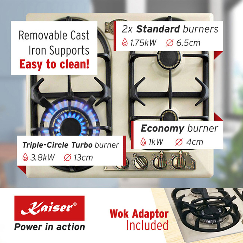 Kaiser Empire Ivory Enamel Gas Hob 60cm Image 9
