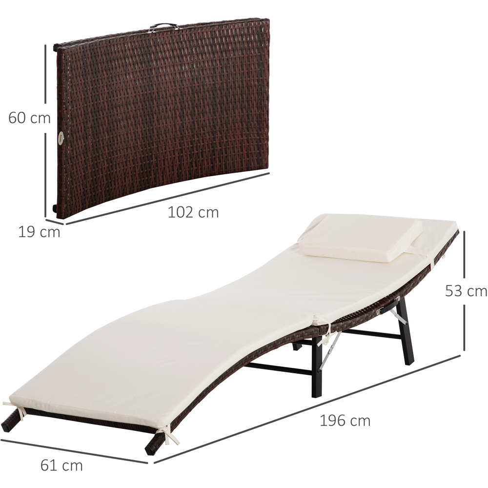 Outsunny Brown Rattan Folding Sun Lounger Image 9