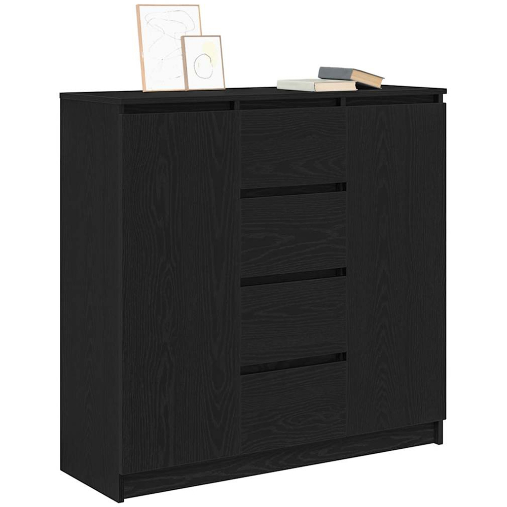 vidaXL 2 Door 4 Drawer Black Wooden Sideboard Image 4
