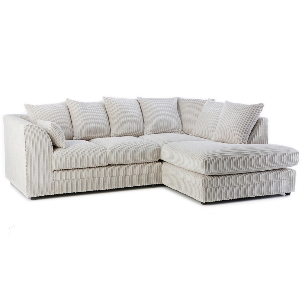 Portland Canolo Luxury 3 Seater Cream Jumbo Cord Right Hand Corner Chaise Sofa Image 2
