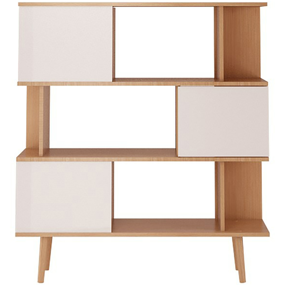 Loft24 Alandra 3 Door 3 Shelf Oak White Bookcase Image 3