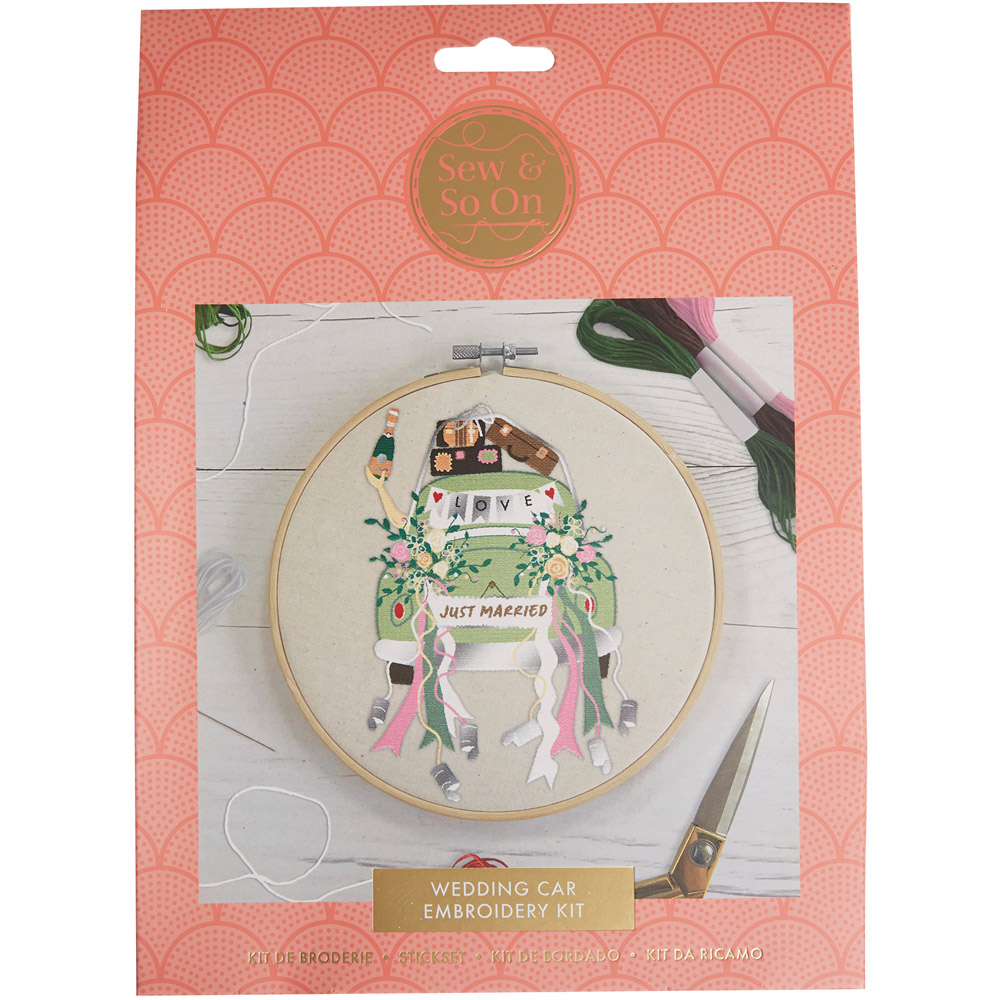 Sew & So On Multicoloured Wedding Car Embroidery Craft Set Image 6