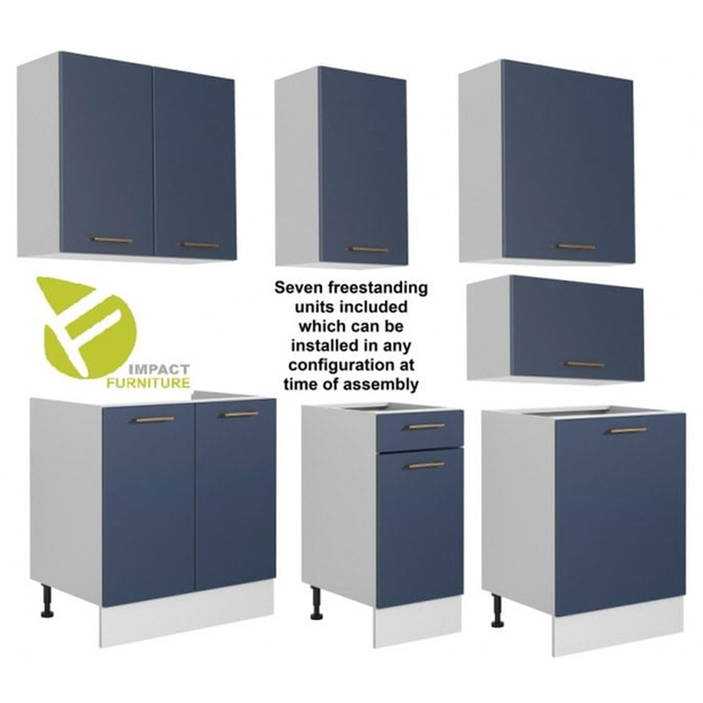 Impact Furniture Nora Matt Grey and Navy Blue Complete Kitchen Cabinet Set of 7 Image 3