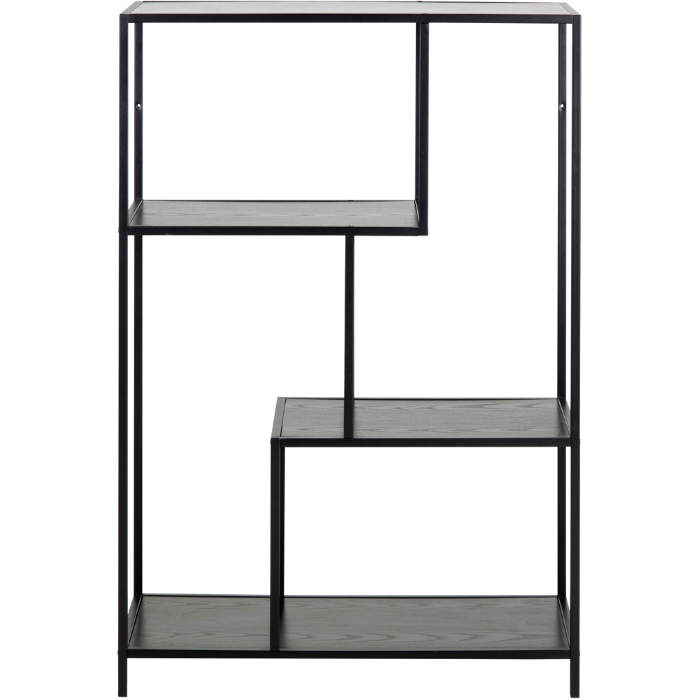 Florence Seaford 3 Shelf Black Metal Asymmetrical Bookcase Image 3