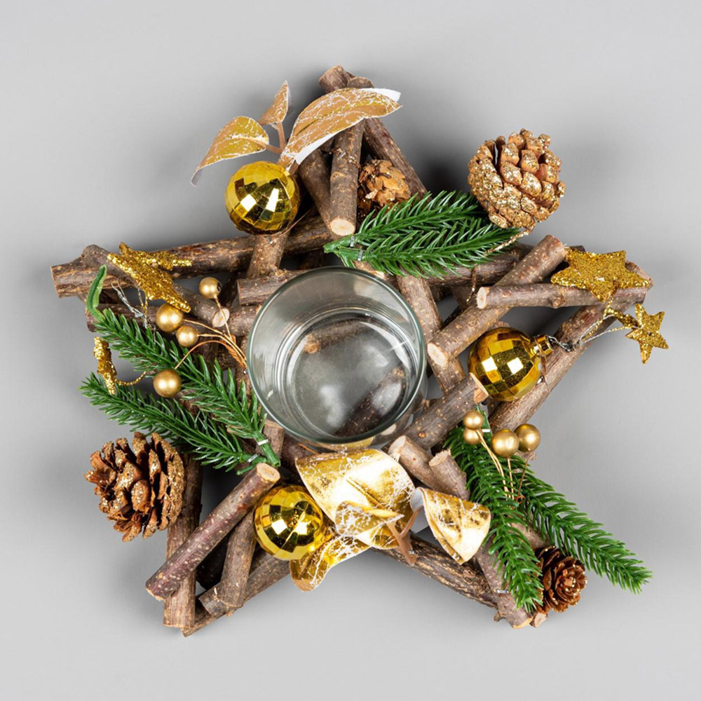 Shatchi Gold Twig Star Candle Holder 22cm Image 2