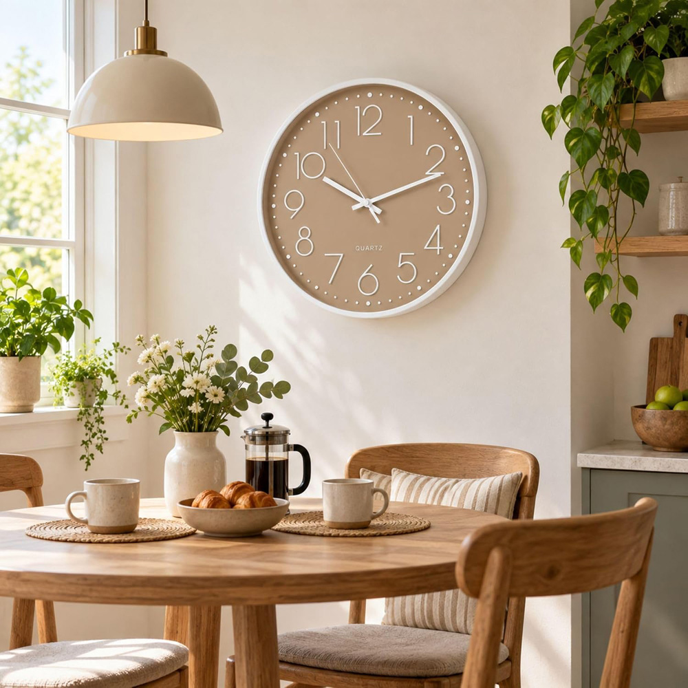 Marco Paul Light Brown Round Wall Clock 30cm Image 4