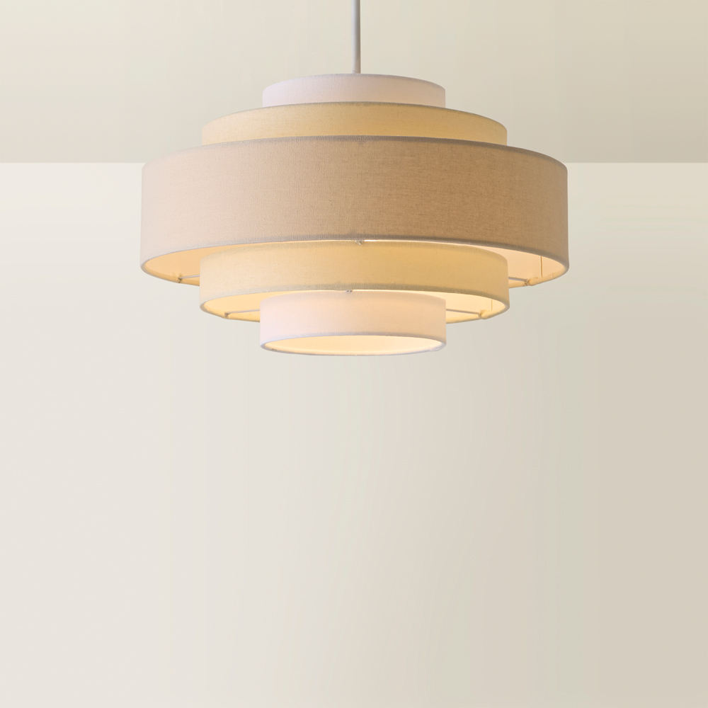 ValueLights Hampshire 5-Tier 3 Tone Cream Fabric Ceiling Pendant Lamp Shade Image 5