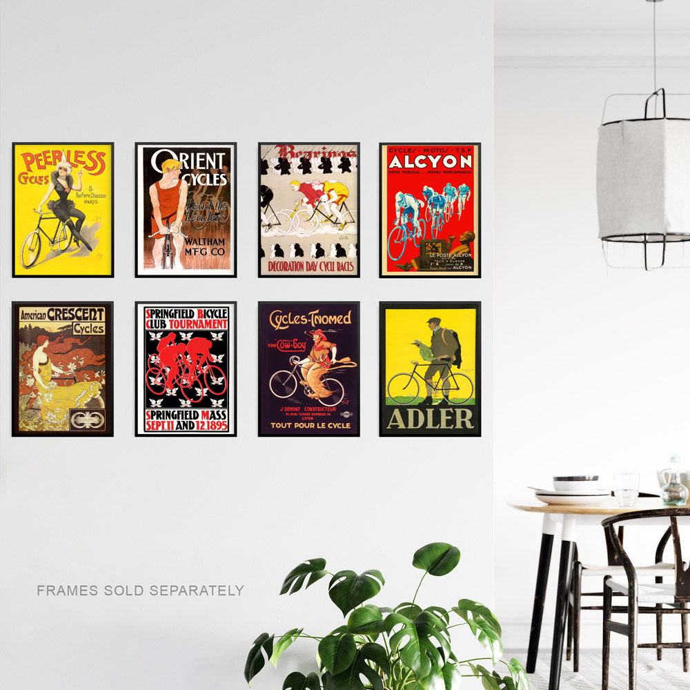 Artery8 Vintage French British American Cycling Adverts Wall Art Print 30 x 41cm 8 Pack Image 3