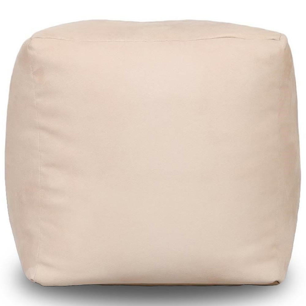 Kaikoo Cream Faux Leather Cube Pouffe Image 3