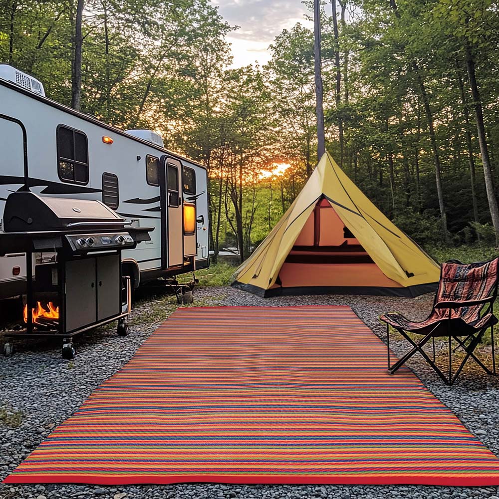 Green Decore Weaver Multi Red Camping and Picnic Rug 270 x 360cm Image 2