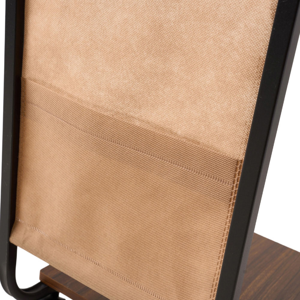 Living and Home Dark Walnut and Black C-Shape Side Table with Lockable Castors Image 5