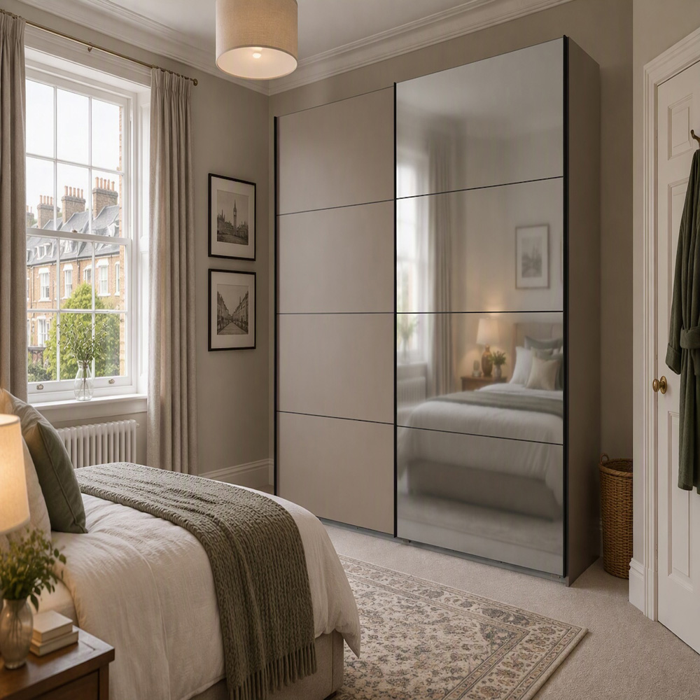 TJ'S Aalst 2 Sliding Door Sahara Grey Wardrobe Image 5
