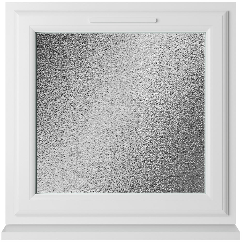 Crystal uPVC Double Glazed Window Top Hung Opener White Obscure Glass 820x820mm Image 1